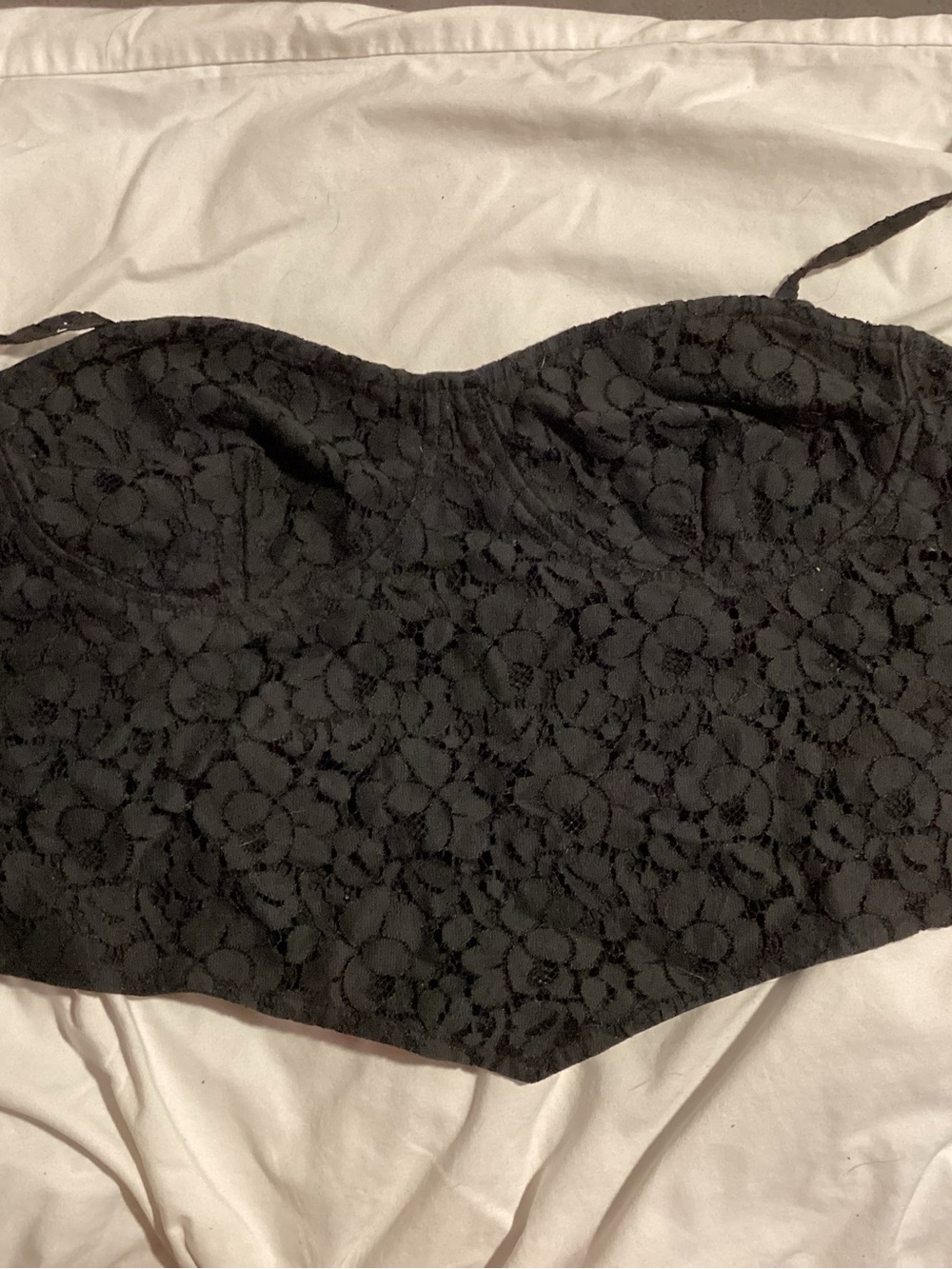 Black Floral Lace Bandeau Crop Top